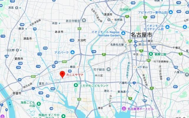 蟹江サウナと名古屋駅の距離感